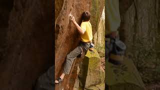 Taking falls from a scary British highball climb bouldering [upl. by Sawyere]