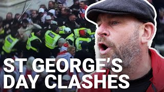 We want our country back  St Georges day march sees violent clashes with police [upl. by Drusy512]