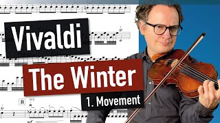 A Vivaldi  Winter 1 Movement  The Four Seasons  violin sheet music  piano accompaniment [upl. by Candy477]