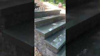 Massive Paver Stair Build construction landscaping pavers shorts backyard [upl. by Neelyahs]