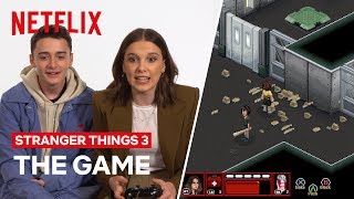 SPOILER ALERT  Cast Try Stranger Thing 3 Video Game for the First Time  Netflix [upl. by Shewmaker]