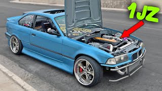 FIRST DRIVE FULL 1JZ BMW E36 Swap amp Build [upl. by Hirschfeld]