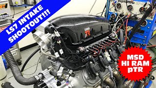 700 HP LS7 INTAKE SHOOTOUTMSD ATOMIC VS HOLLEY HI RAM VS PERFORMANCE DESIGN CARBON pTR WHO WINS [upl. by Ashton]