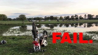 I sank a factory GEICO Honda CRF450 POND SKIM FAIL  365 Vlogs w Brett Cue  003 [upl. by Aremaj87]