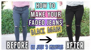 How To Make Your Faded Jeans Black Again In Just 5 MinutesTheDIYGirl [upl. by Valsimot]