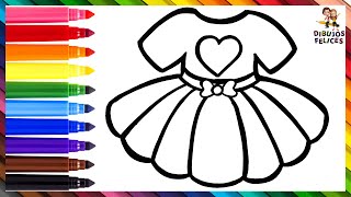 Dibuja y Colorea Un Lindo Vestido Arcoiris 👗🌈 Dibujos Para Niños [upl. by Anirehtac]