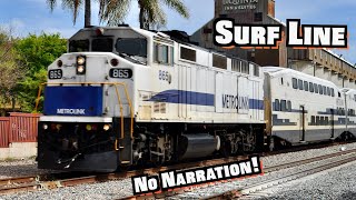 Amtrak Metrolink Coaster BNSF and UP Trains on The Surf Line no narration [upl. by Shara]