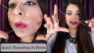 How to do painless threading by your own  upper lips threading and facial hair removing Tutorial [upl. by Natsrik]