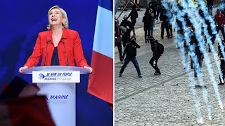 I will protect you Marine Le Pen vows to end all immigration to France [upl. by Anilam]