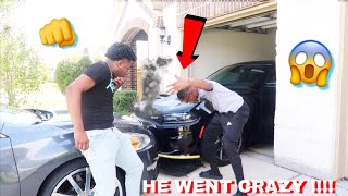 I CRASHED COREY NEW CAR PRANK Ft CARMEN HE WENT CRAZY [upl. by Koralle]