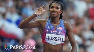 Masai Russell CLOSES STRONG to win competitive womens 100m hurdles final  Paris Olympics [upl. by Kralc]