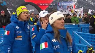 Alpine Skiing  2019  Womens Downhill  Sosio big crash in Garmisch [upl. by Ribble]