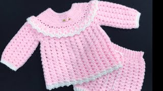 Jersey a crochet para bebe con cubre pañal Abrigo o suéter a crochet o ganchillo paso a paso FACIL [upl. by Eniamrahs]