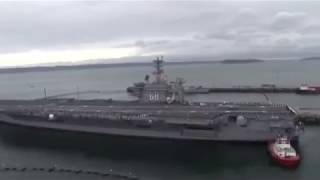 USS Nimitz CVN 68 arrives at new home port at Naval Station Everett [upl. by Procora738]