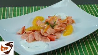 Carpaccio di salmone marinato agli agrumi  antipasti di pesce salmon carpaccio recipe [upl. by Enelhtak828]