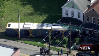 PRT bus crashes into house in Pittsburgh [upl. by Ynnaffit]