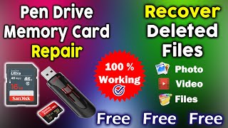 How to Recover Deleted Photos Videos II Repair Pen Drive Memory Card II Data Recovery Software [upl. by Elodie]