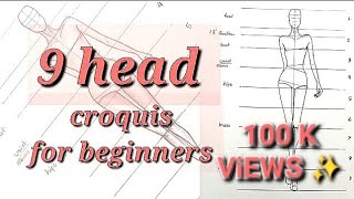 How to draw 9 head croquis for beginners  step by step  fashion figure  illustration tutorial [upl. by Clareta441]