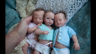 Miniature 9 inch Silicone Reborn Baby Triplets [upl. by Ttsepmet]