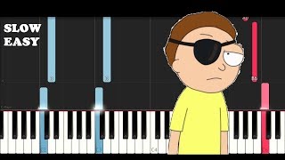 Evil Morty Theme  For The Damaged Coda SLOW EASY PIANO TUTORIAL [upl. by Salokcin]