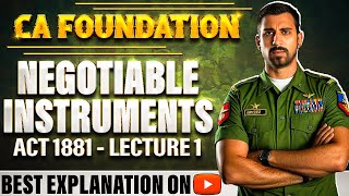 Lec 1  CA Foundation Bootcamp  The Negotiable Instruments Act 1881  Basics [upl. by Eltrym]