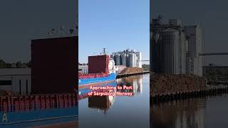 Sarpsborg Norway approaching shore loading grain shorts [upl. by Cathee]