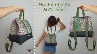 Cómo hacer una mochila 🎒 Mochila anti robó ✋🏼 Muy fácil 🧵 [upl. by Enamart816]