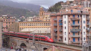 Qualche treno in transito al Bivio Bersaglio Genova [upl. by Appilihp]