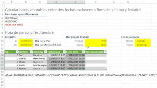 Trucos Excel  Cacular horas excluyendo fines de semana y feriados [upl. by Sylvan286]