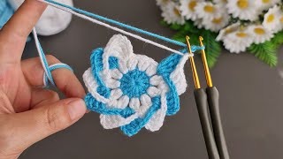 Wonderful 😇 3D Super Easy Crochet Knitting Motif Pattern  Tığ İşi Şahane Motif Örgü Modeli [upl. by Selway690]