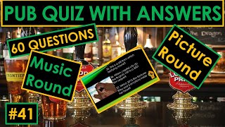 41 PUB QUIZ New 2021 Music Picture and Connection rounds [upl. by Renruojos559]