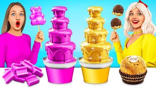 Gold vs Pink Food Challenge  Eating Only One Color Food by MEGA GAME [upl. by Ensign]