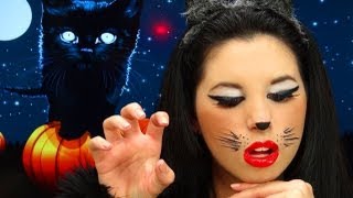 Easy Black Cat Costume Makeup [upl. by Anirdnaxela]