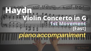 Haydn  Violin Concerto in G 1st Mov Piano Accompaniment Fast [upl. by Lenssen]