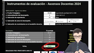 Puntaje Prueba escrita para ascenso y reubicación salarial docente 2024  Simulador [upl. by Idalina]