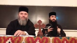 Arhimandrit drTeofan Mada  Conferinta cu ieromonahul Hrisostom Filipescu 18 03 2015 [upl. by Eirollam]