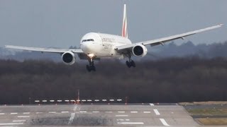 Crosswind LANDINGS during a STORM at Düsseldorf B777 767 757 A330  Storm Andrea [upl. by Koosis]