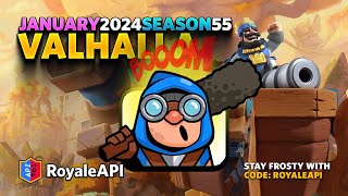 Valhalla January 2024 Valkyrie Evolution and Cannoneer Emotes Tower Skins Banners  Clash Royale [upl. by Eanej]