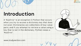 Understanding Key Error in Python by StudySection [upl. by Hgielar]