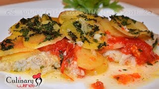 How to cook Baked Cod with Potatoes and Tomatoes [upl. by Ynelram869]