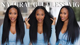 NO LACE ANYMORE❌ NATURAL KINKY STRAIGHT WIG INSTALL Ft Alipearl Hair [upl. by Nana]