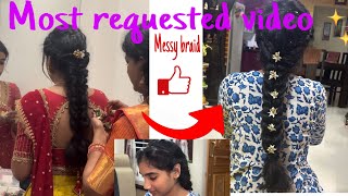 Messy braid hair style  most requested video  teluguvlogs viral messyhairstyles messybraid yt [upl. by Filiano]