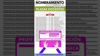 📌☑️PLAZAS NOMBRAMIENTO DOCENTE 2024 [upl. by Atinuhs]