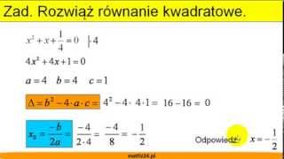 Rozwiąż równanie kwadratowe  Liczenie delty i pierwiastków  Matfiz24pl [upl. by Neelik]