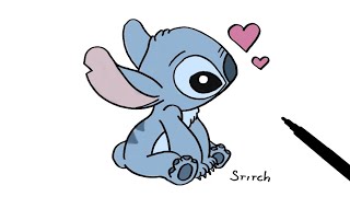 How to Draw Stitch from Lilo amp Stitch I Easy Drawing Step by Step [upl. by Amitak376]