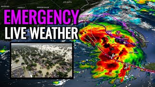 🔴LIVE HURRICANE DEBBY LANDFALL STREAM ⚠Storm Surge 80 MPH Winds and Historical Flooding ⚠ [upl. by Ahter415]