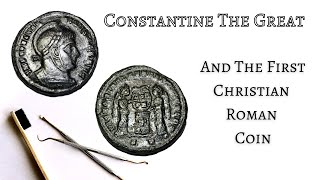 Cleaning an Ancient Roman Coin Constantine The Great and the First Christian Coin [upl. by Hnahym948]