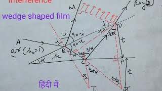 in Hindi Interference due to wedge shaped film reflected rays [upl. by Lanahtan]