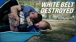 BJJ White Belt Gets Destroyed by Savage Purple Belt in a Park [upl. by Mikey]