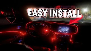 Best Car Interior Lights Ambient Lighting Install On Dodge Charger  El Wire Lights [upl. by Gillead]